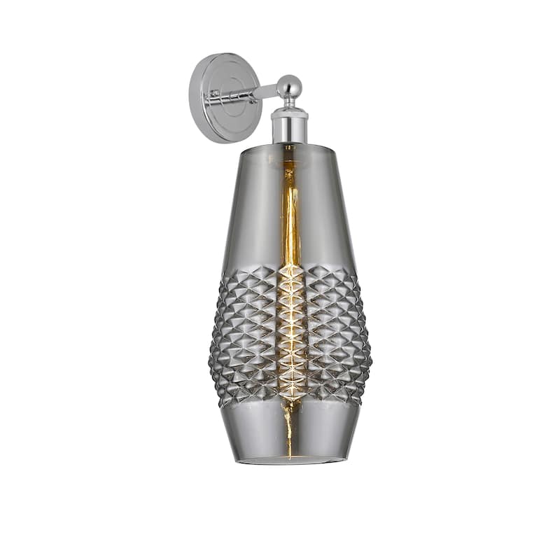 Innovations Lighting Windham - 1 Light 7" Sconce - Smoked/Polished Chrome