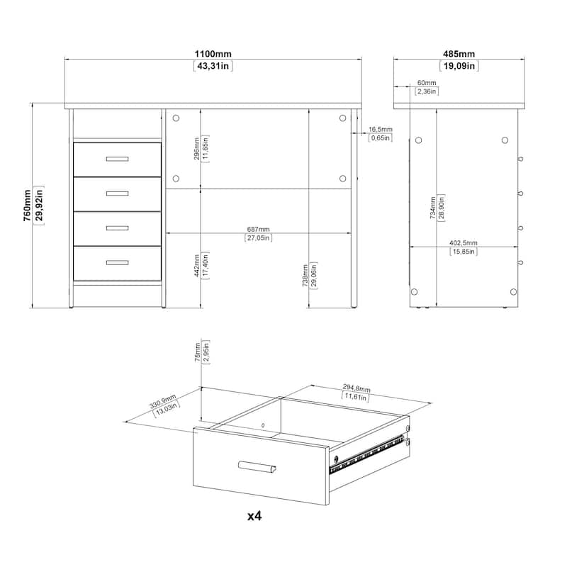 Porch & Den Skylar 4-drawer Desk