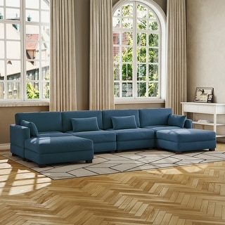 Corduroy Upholstered Modular Sectional Sofa for Living Room