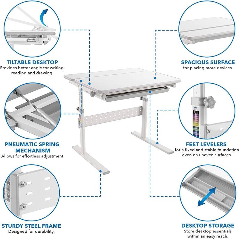 Mount-It! Height Adjustable Kid's Desk for Children K-12