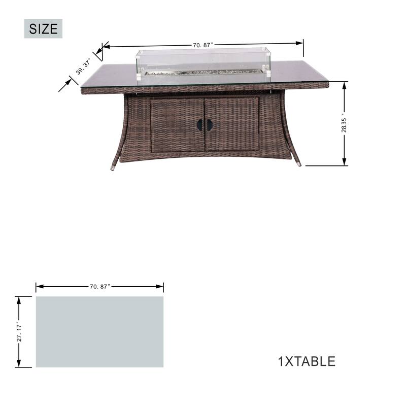 Ellington Outdoor Oval Wicker Firepit Table