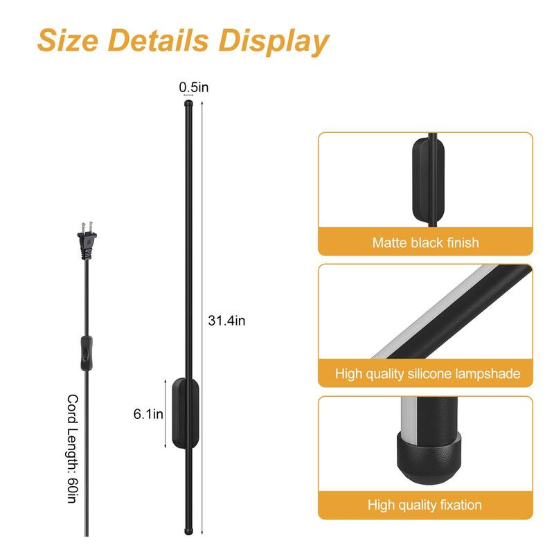 Set of 2 Linear Wall Lights, Minimalist Bedside Sconces for Bedroom