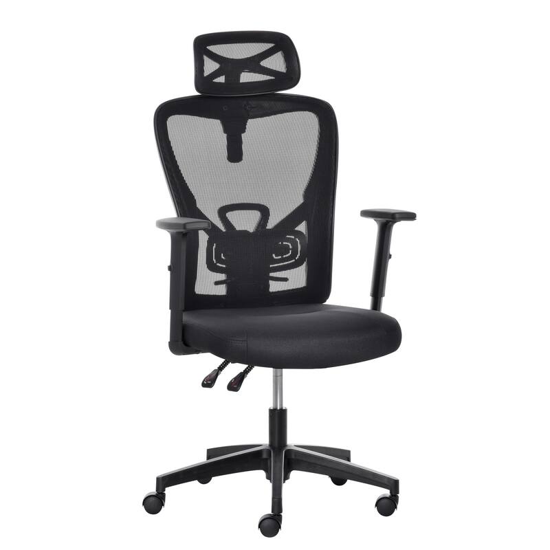 Vinsetto Mesh Home Office Chair High Back Ergonomic Computer Task Chair with Lumbar Back Support, Rotate Headrest, Adjustable