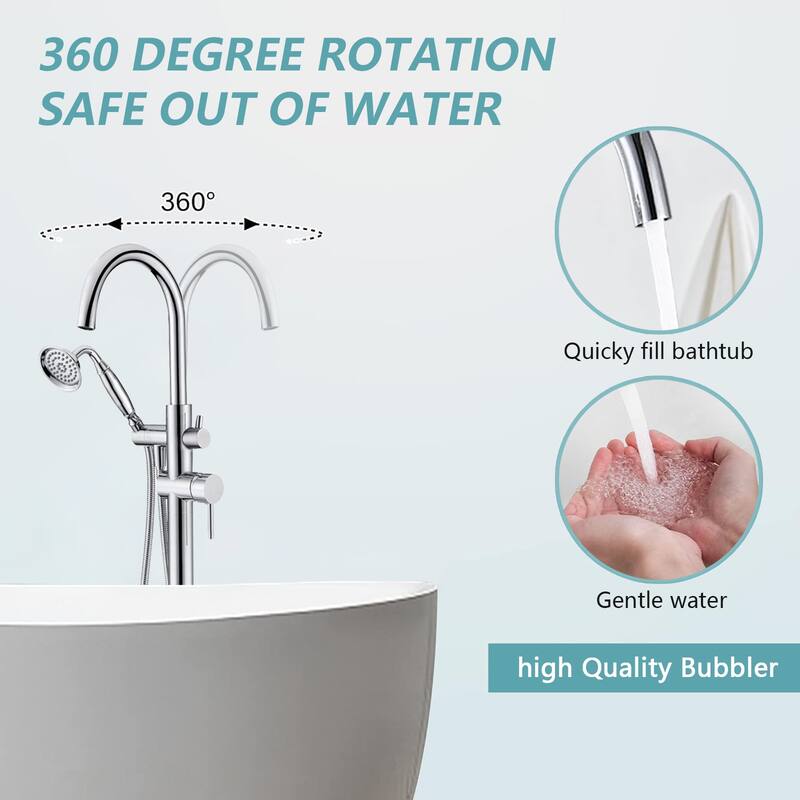Vanityfair Floor Mount Freestanding Bathtub Faucet Tub Filler with Hand Shower