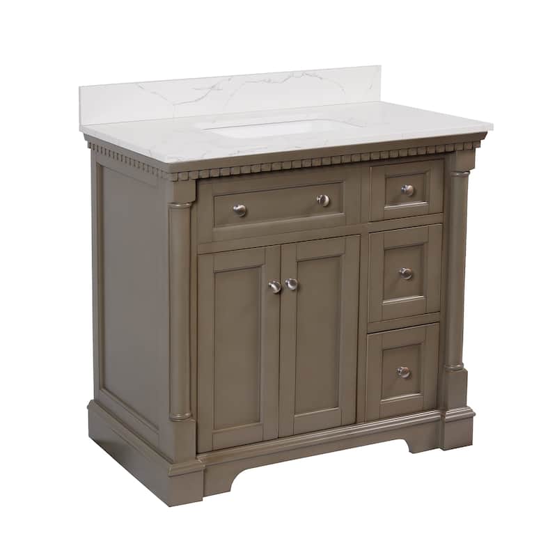 KitchenBathCollection Sydney 36" Bathroom Vanity with Engineered Marble Top