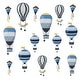 preview thumbnail 6 of 5, Walplus Blue Hot Air Balloons Children Wall Stickers DIY Nursery Decor