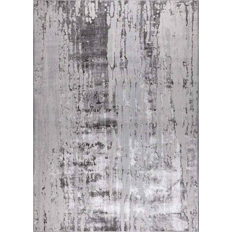 Hania Collection Grey Geometric Transitional Area Rug - 5'2x7'5