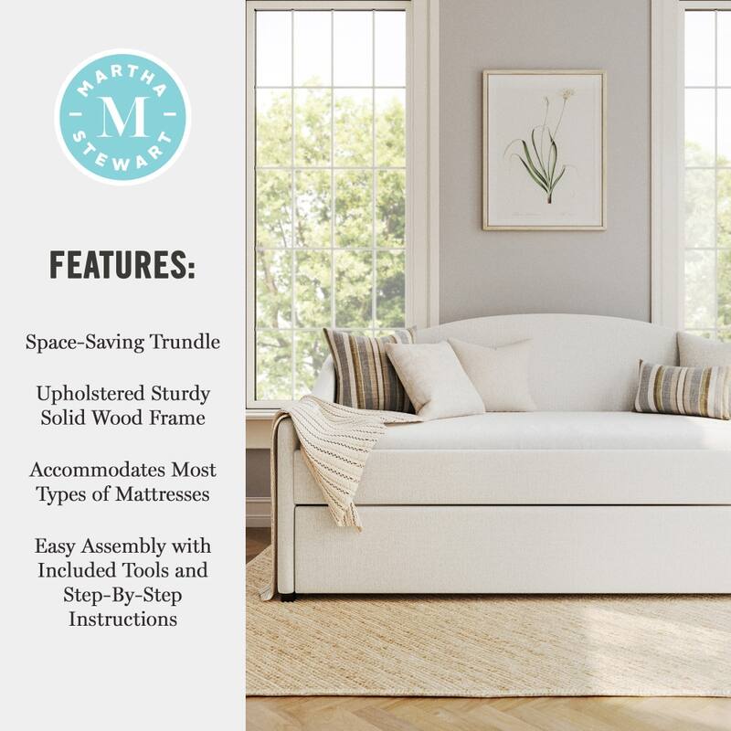 Martha Stewart Daybed with Rear Siderail and Pull-Out Trundle