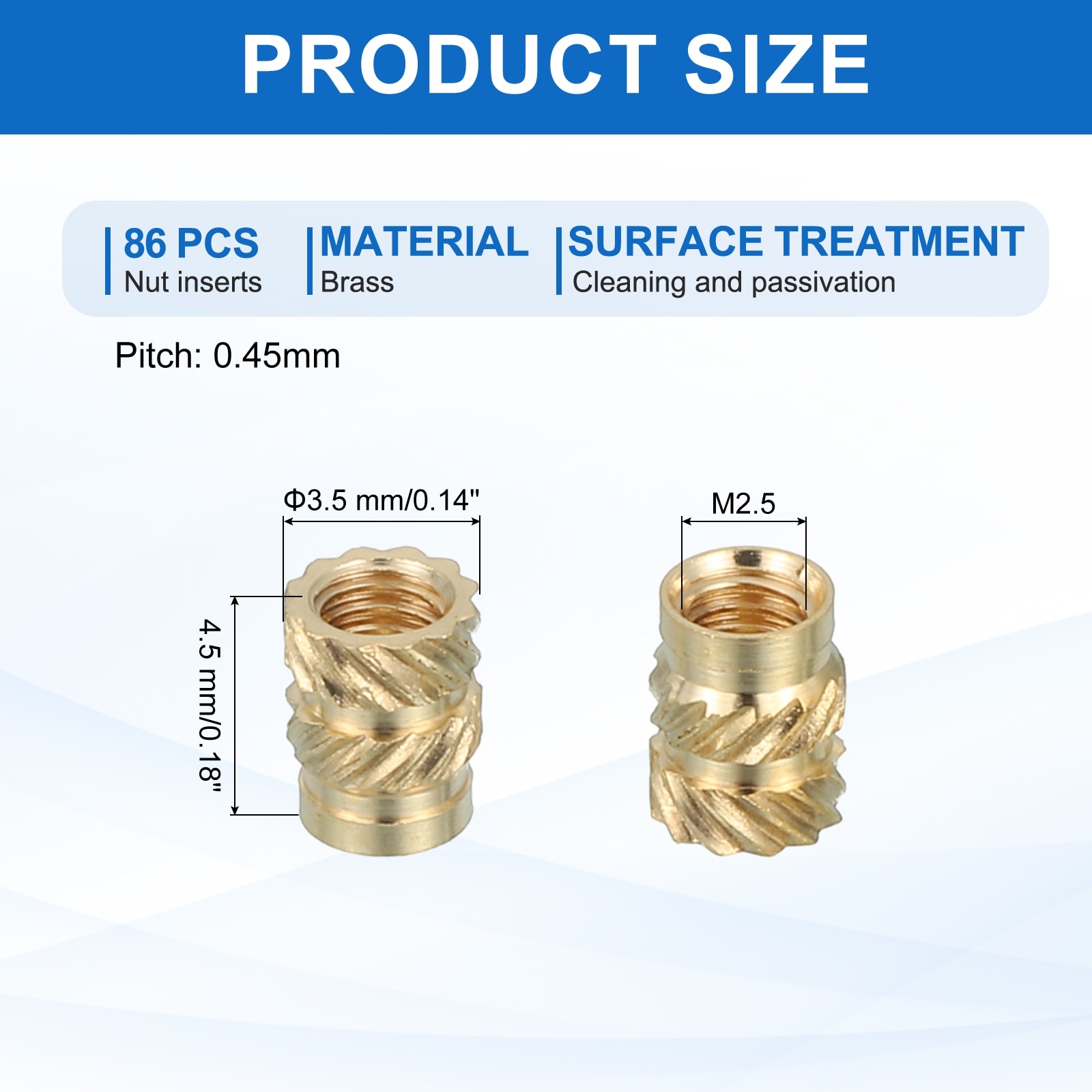 Threaded Inserts, Brass Heat Set Insert for 3D Printing