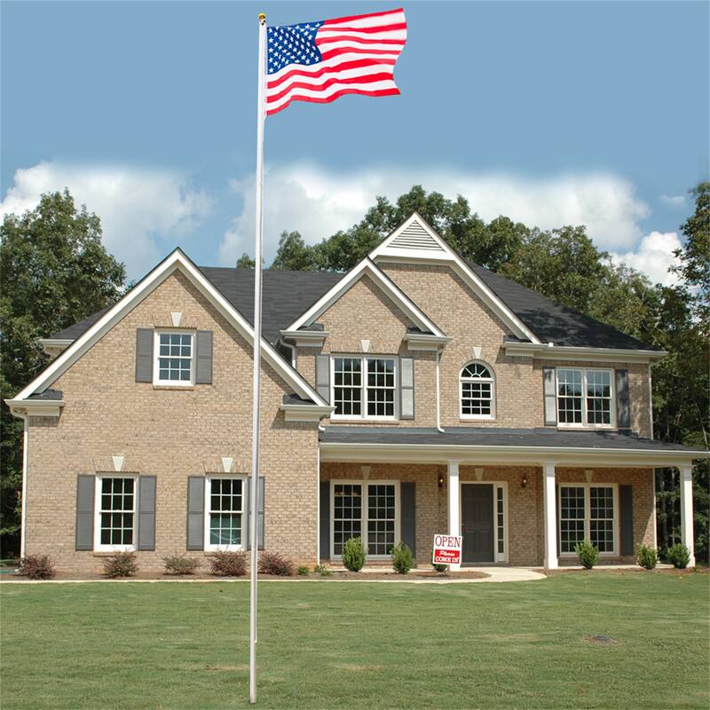 20ft Outdoor Sectional Halyard Pole US America Flag Flagpole Kit