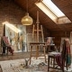 preview thumbnail 3 of 8, Homa Rattan Coastal Boho 12" Gold Dome Pendant Light - 12" Wide
