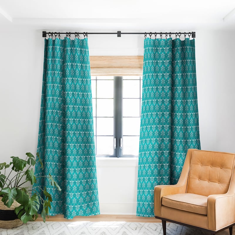 Blackout Saffreya Turquoise Made-to-Order Curtain Panel (One Panel) - 84 Inches x 50 Inches
