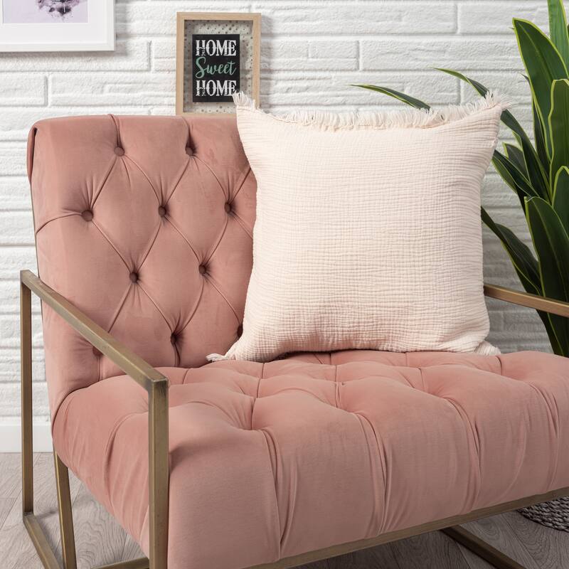Sevita Solid Turkish Cotton Fringed Throw Pillow