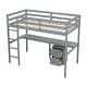 preview thumbnail 37 of 38, Twin Loft Wood Bed with Under-bed, Built-in Desk, a Storage Cabinet of 2 Drawers, Guardrails, Ladder