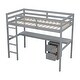 preview thumbnail 37 of 38, Twin Loft Wood Bed.Under-bed Built-in Desk and Storage Cabinet,Classic Wooden Bed Down Table