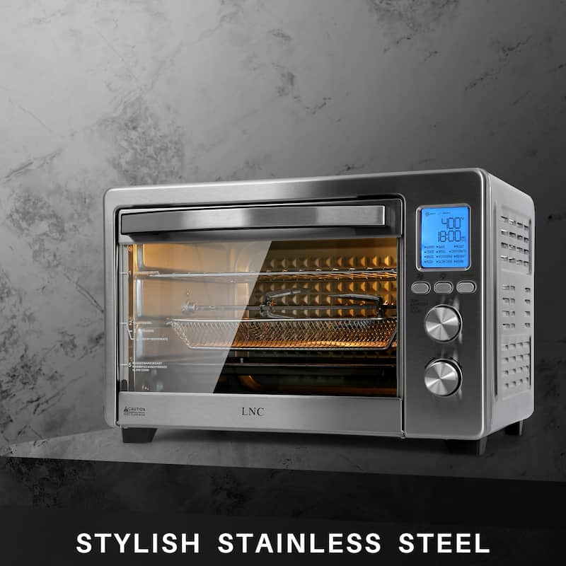 LNC 12-In-1 Large 34QT Countertop Toaster Oven Convection Rotisserie Air Fryer - 19.5" L x 15" W x 12.5" H