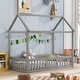 preview thumbnail 9 of 14, Twin Size Pine Wood House Bed with Fence, Door, and Solid Construction Gray