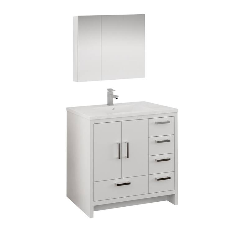 Fresca Senza 36" Free Standing Single Basin Vanity Set with MDF - Glossy White