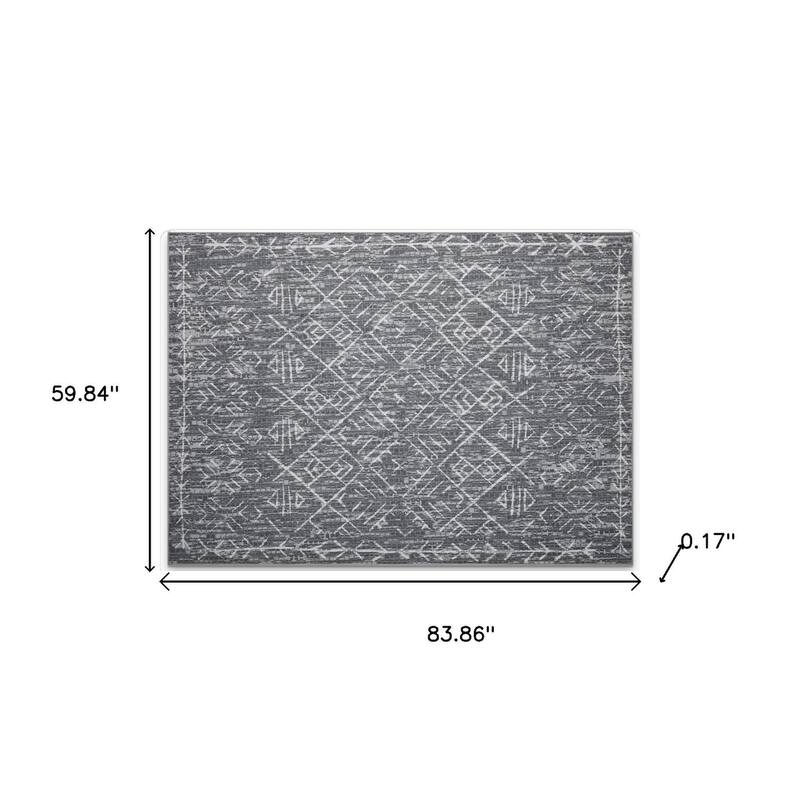 HomeRoots Abstract Geometric Casual Rectangle Area Rug - 5' X 7'