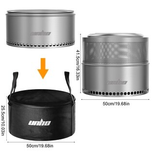 20'' Smokeless Fire Pit Wood Burning Portable Stainless Steel Outdoor Fireplace - 19.68x16.33 inch