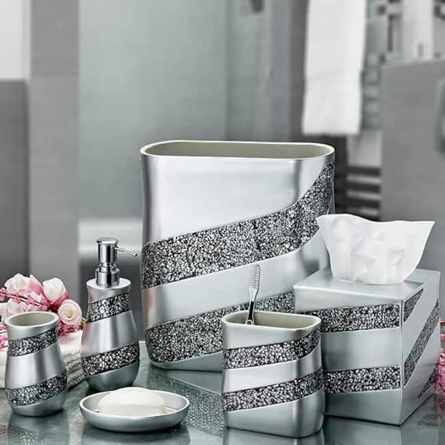 Creative Scents Silver Mosaic Square Tissue Box Cover - Gray - Gray