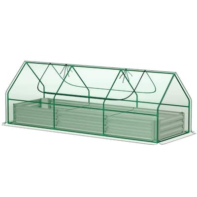 PE Steel Mini Greenhouse with Raised Planter Bed