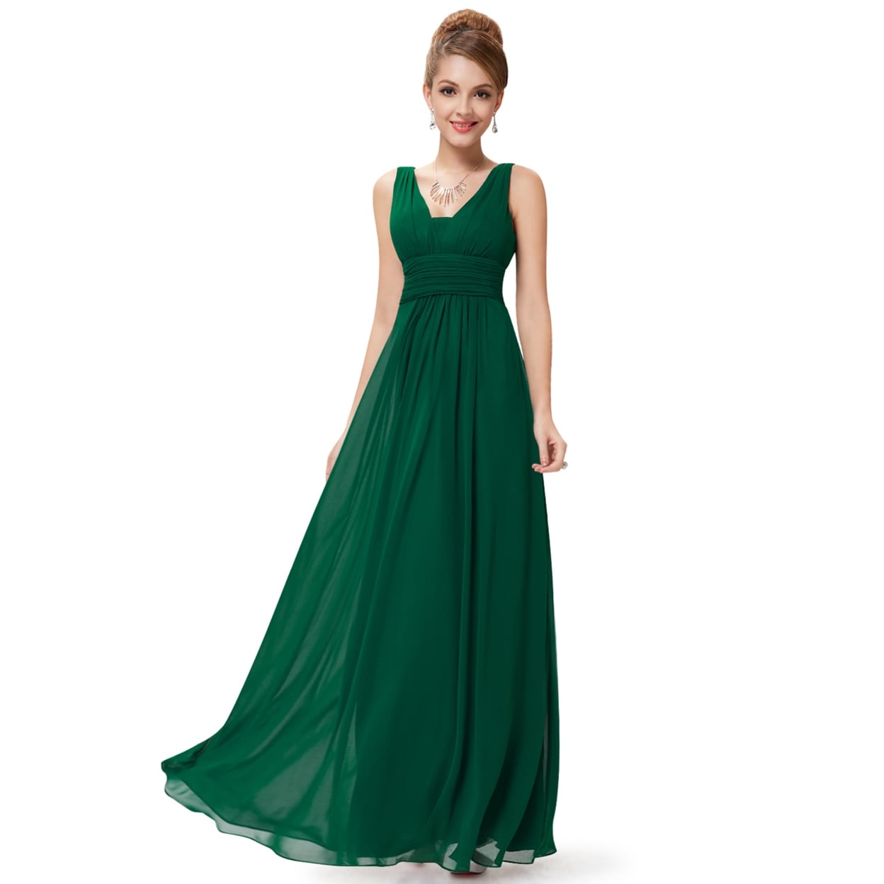 emerald green wedding guest outfit