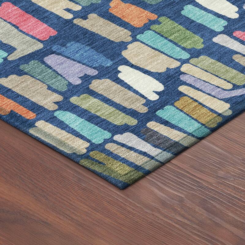 Machine Washable Indoor/ Outdoor Modern Mosaic Chantille Rug