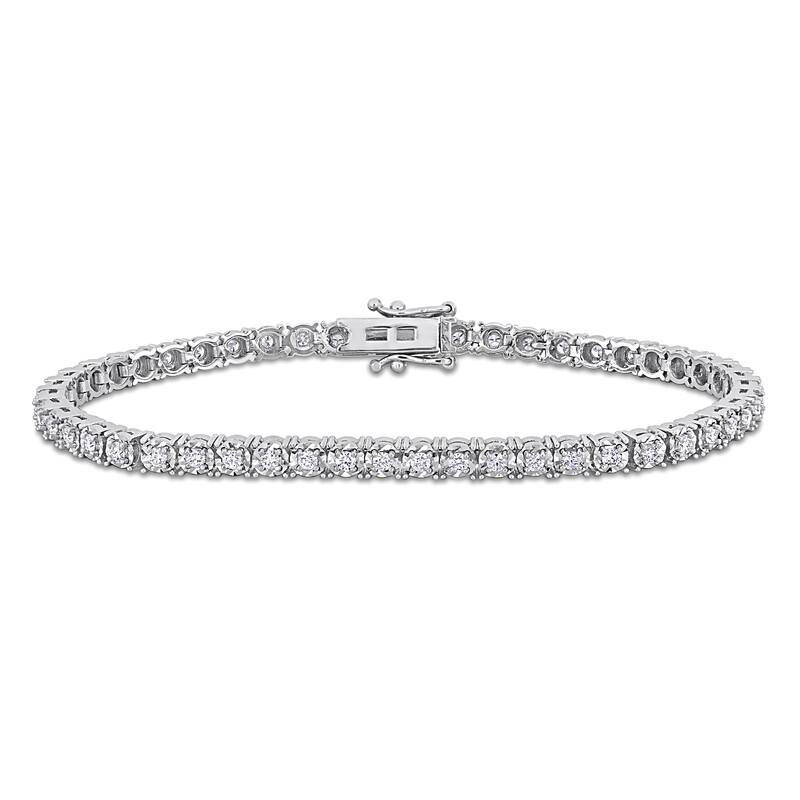 Miadora 14k White Gold Diamond Tennis Bracelet 1 1/3 to 6 1/10ct TDW - 1.35 Carats
