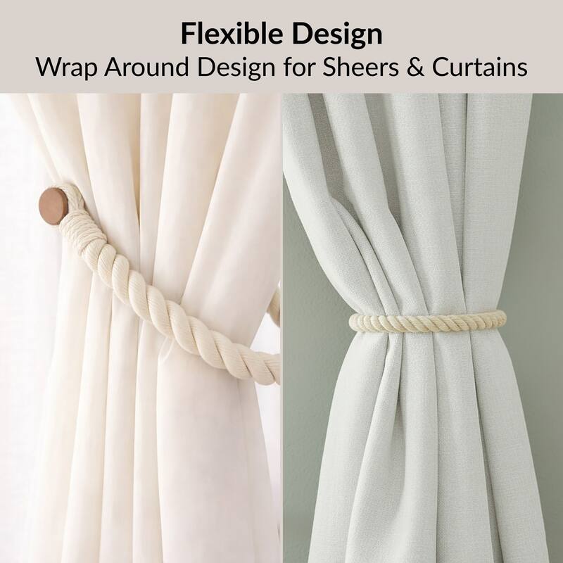 Twisted Curtain Tiebacks with Magnetic Closure 19.75 x 0.75 in