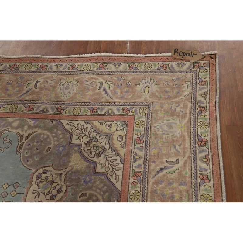 Light Blue Persian Area Rug Handmade Wool Carpet - 8'3"x 11'2"