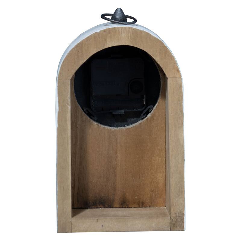 Foreside Home & Garden Rustic White Wood Battery Operated Table Clock