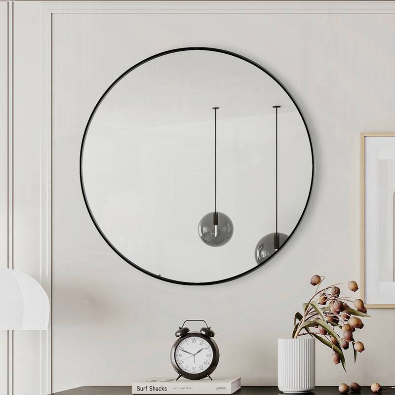 Black Circular Mirror Metal Framed Mirror Round Vanity Mirror Dressing Mirror - 28 Inch Black
