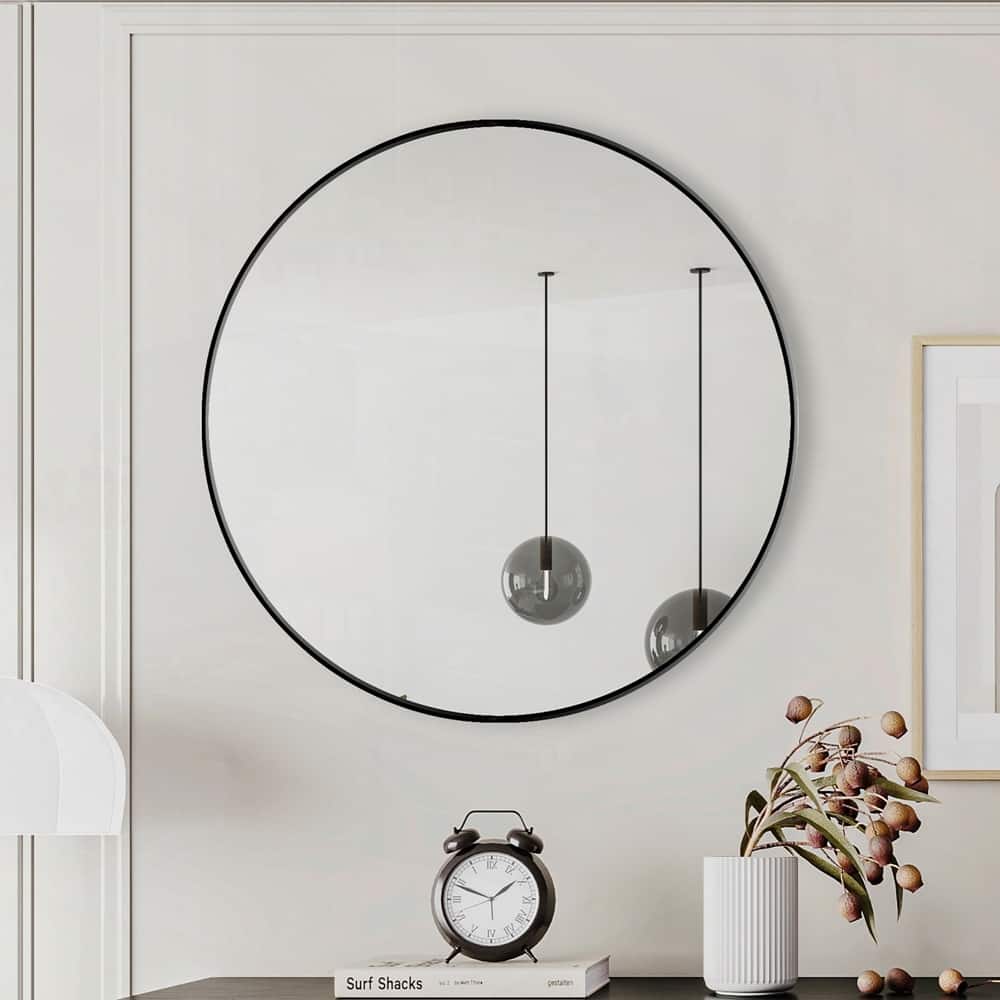 Black Circular Mirror Metal Framed Mirror Round Vanity Mirror Dressing Mirror