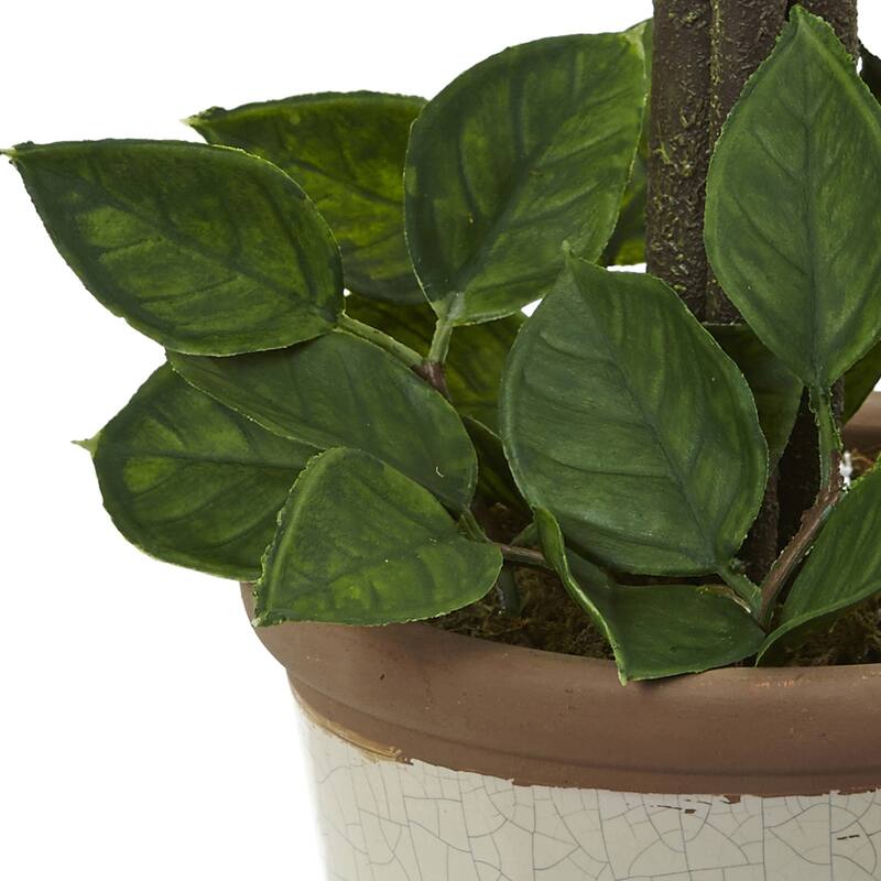 Lemon Topiary Arrangement - 18" Decorative Ball Plant with Faux Lemons & Greenery in Pot - 1.5ft.