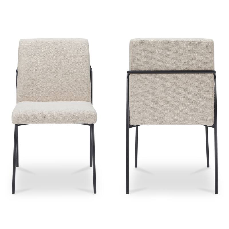 NADAAL STUDIOS Soryn Dining Chair, Curved Metal Frame, Foam Cushioned Seat and Back, Dark Brown Upholstery - Set of 2