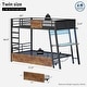 preview thumbnail 6 of 24, LED Kids Bunk Bed with Desk Twin Over Twin Metal Loft Bed 2 Drawers Power Outlets