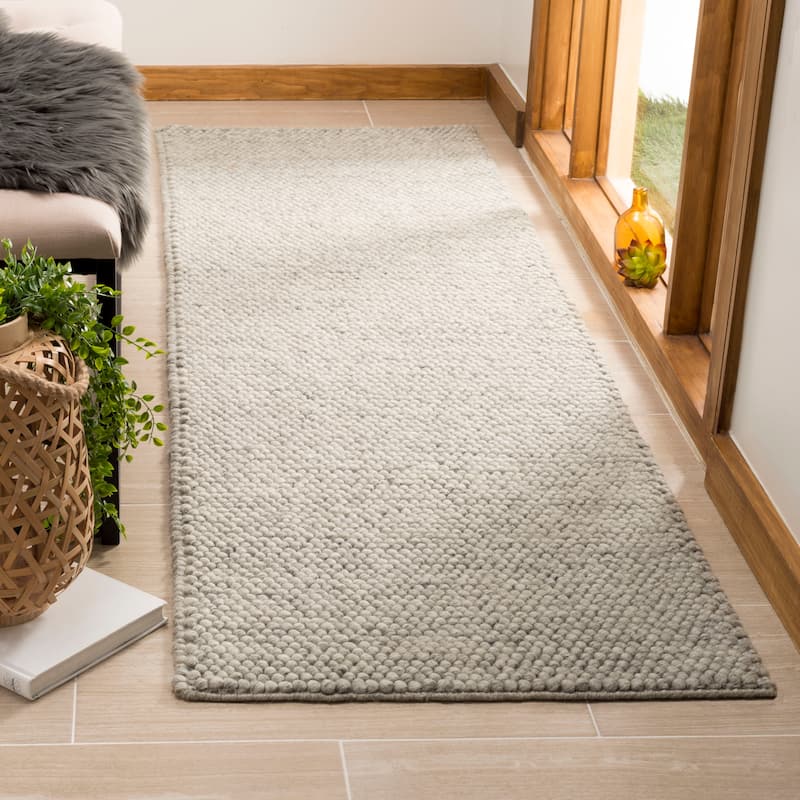 SAFAVIEH Natura Gerta Handmade Wool Area Rug - 2'3" x 20' Runner - Silver
