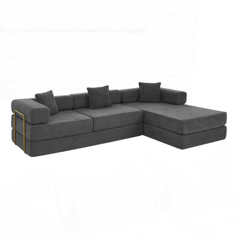 Modular Sectional Sofa with L-Shape Chaise, Boneless Cloud Couch with Deep Seat - Grey