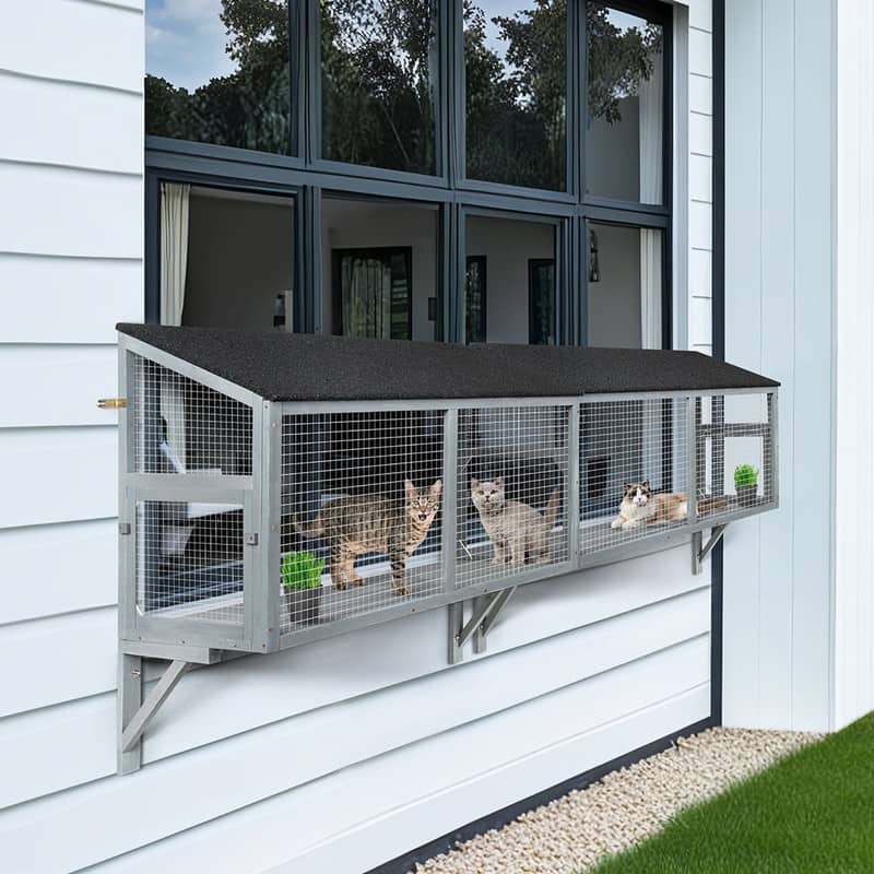 beeNbkks Cat Catio, Window Box Enclosure For Indoor Cats
