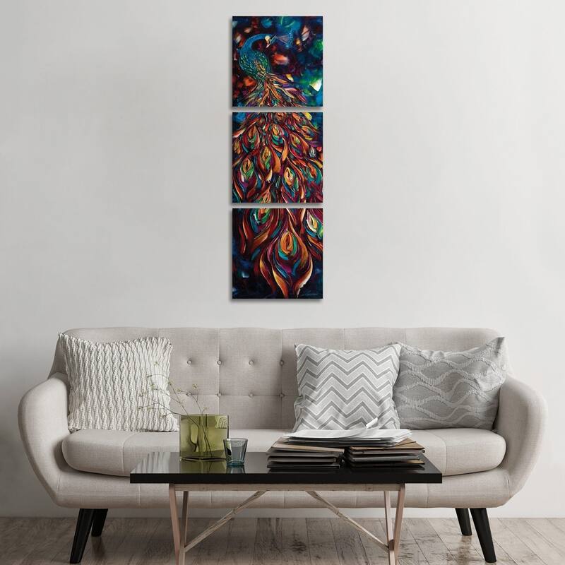 iCanvas "Peacock IX" by Willson Lau 3-Piece Canvas Wall Art Set