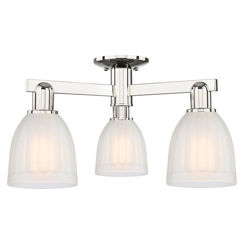Innovations Lighting 716-3F-12-24 Brookfield Semi-Flush Brookfield 3 - Polished Nickel / White