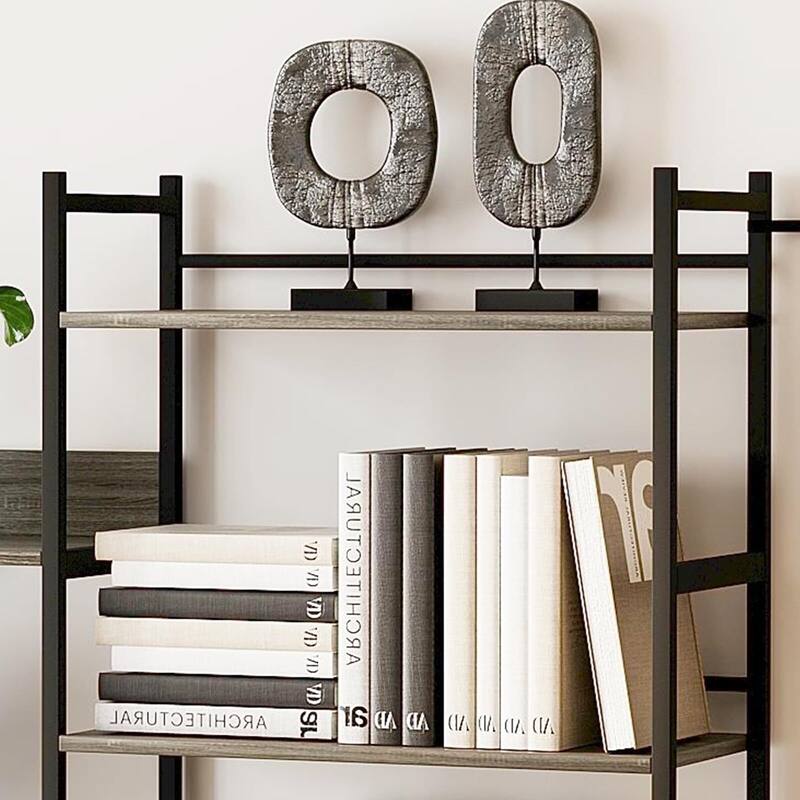 Triple Wide 5 Tier Bookshelf, Industrial Large Bookshelf with 4 Open Display Shelves