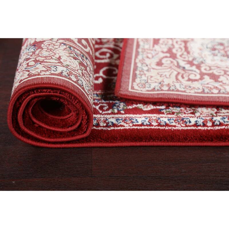 Red Floral Medallion Transitional Turkish Rug Oriental Carpet