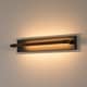 preview thumbnail 4 of 3, 23.6" W Modern Rotatable Linear LED Dimmable Wall Sconce in Matte Black and Wood Grain Finish for Hallway or Bathroom