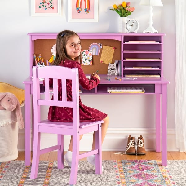 slide 2 of 5, Guidecraft Kids' Media Desk and Chair Set Lavender