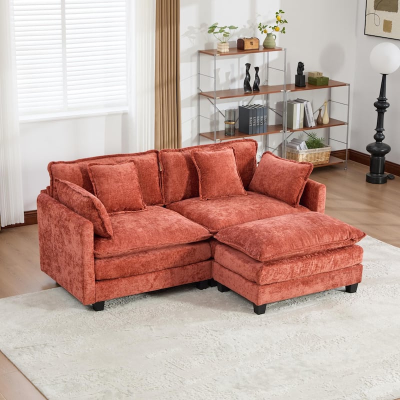 Cloud Sofa LoveSeat (Ottoman is not included), Modern Sectional Couch, Comfy Double Layer Upholstered Seat Cushion