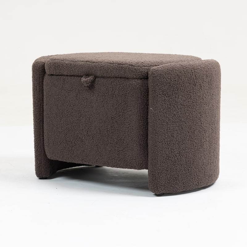 Modern Accent Chair with Wood Frame, Upholstered Ottomans Chairs