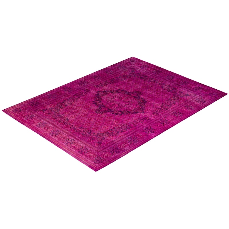 Fine Vibrance One-of-a-Kind Hand-Knotted Area Rug - Pink, 9' 1" x 12' 3" - 9' 1" x 12' 3"