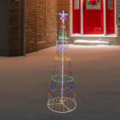 6' Multi-Color LED Lighted Show Cone Christmas Tree Outdoor Decoration